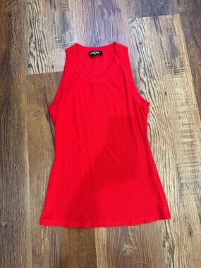 chic Bright Red Ribbed Tank Top - Sleeveless Scoop Neck